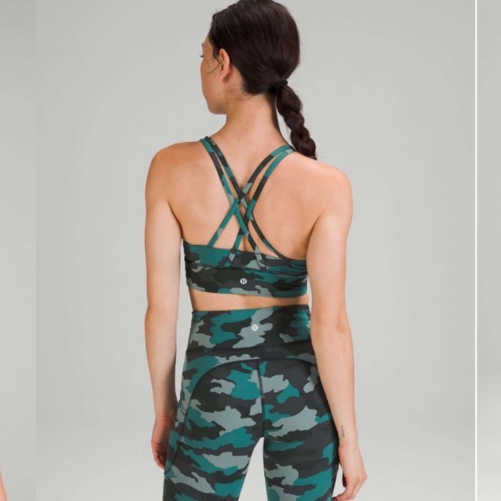 Lululemon Energyā Bra Heritage 365 Camo Tidewater Teal Multi Size 4